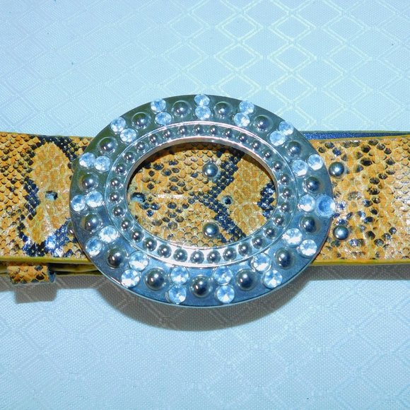 Faux Snakeskin in Golden Brown w/rhinestones